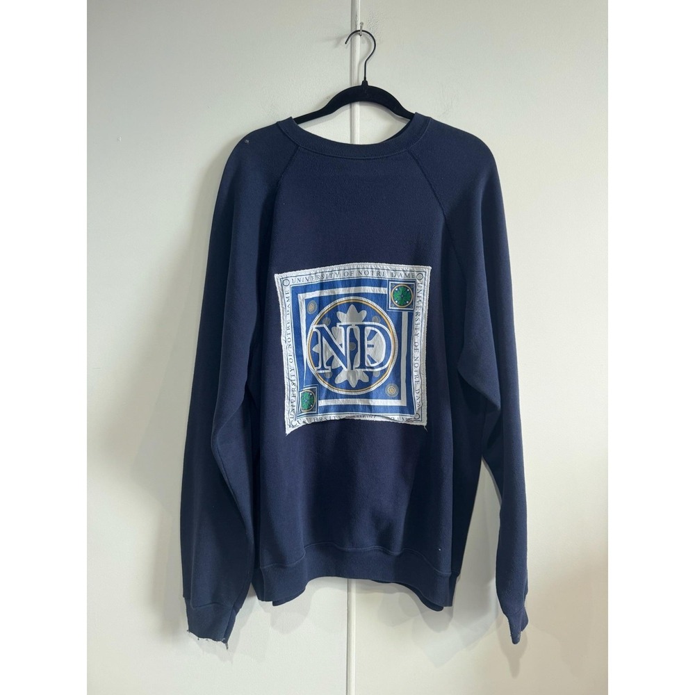 Vintage Notre Dame Fighting Irish Sweatshirt 3X Blue NCAA Football Jostens 90s‎